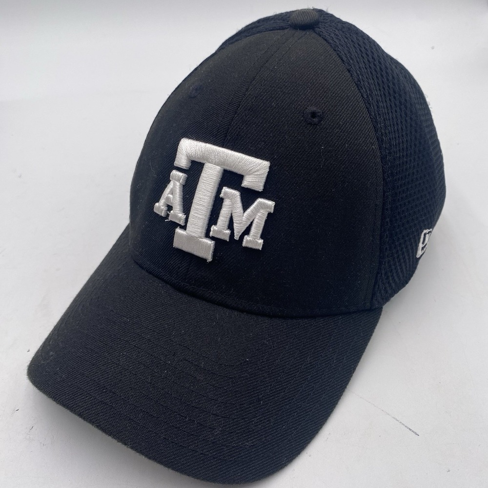 Texas A&M Aggies Hat New Era 39thirty Stretch Fitted Medium Large Blackout Black